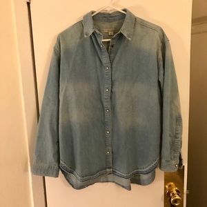 All Saints denim chambray button down shirt